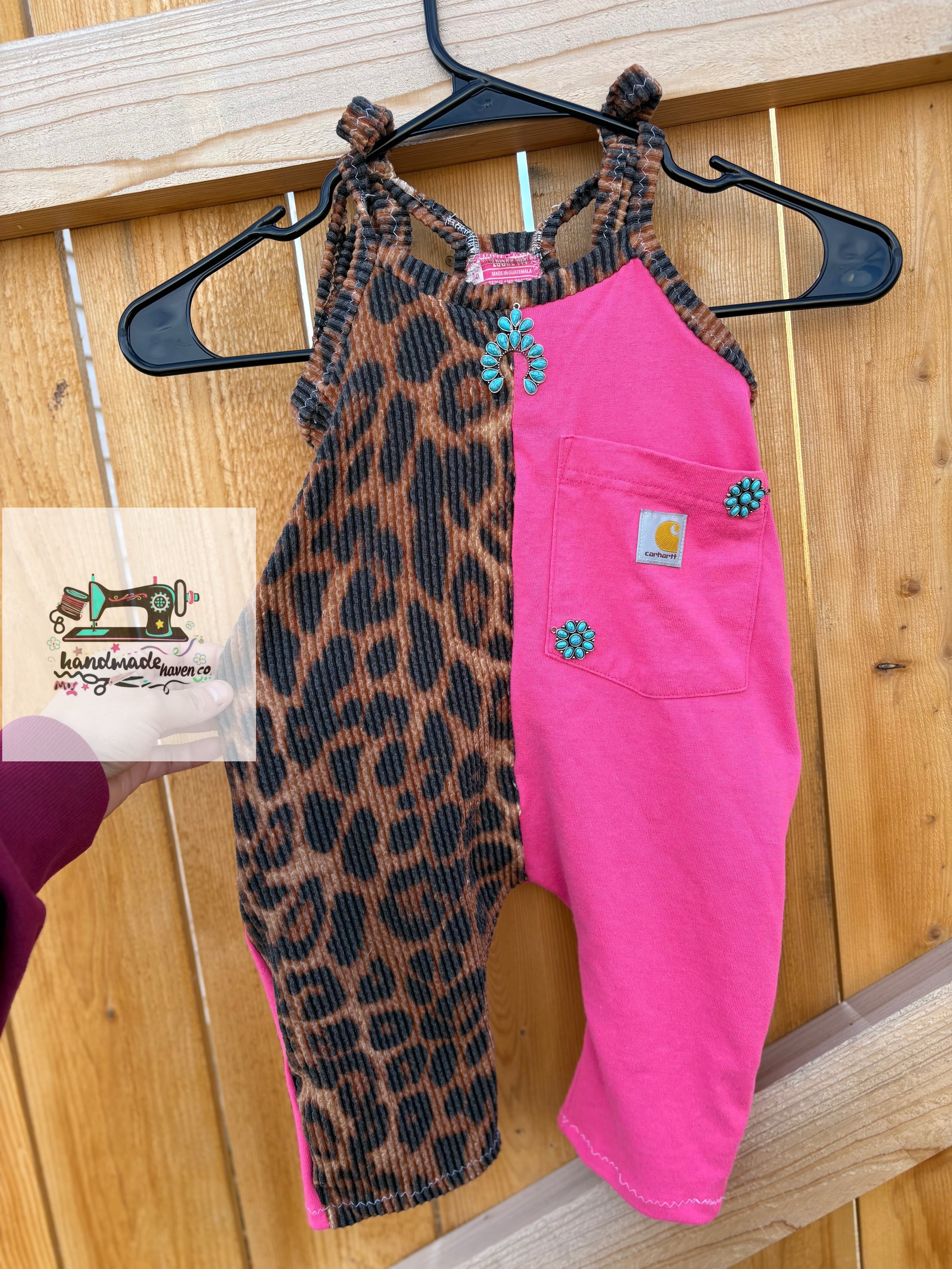 leopard hot pink romper w charms