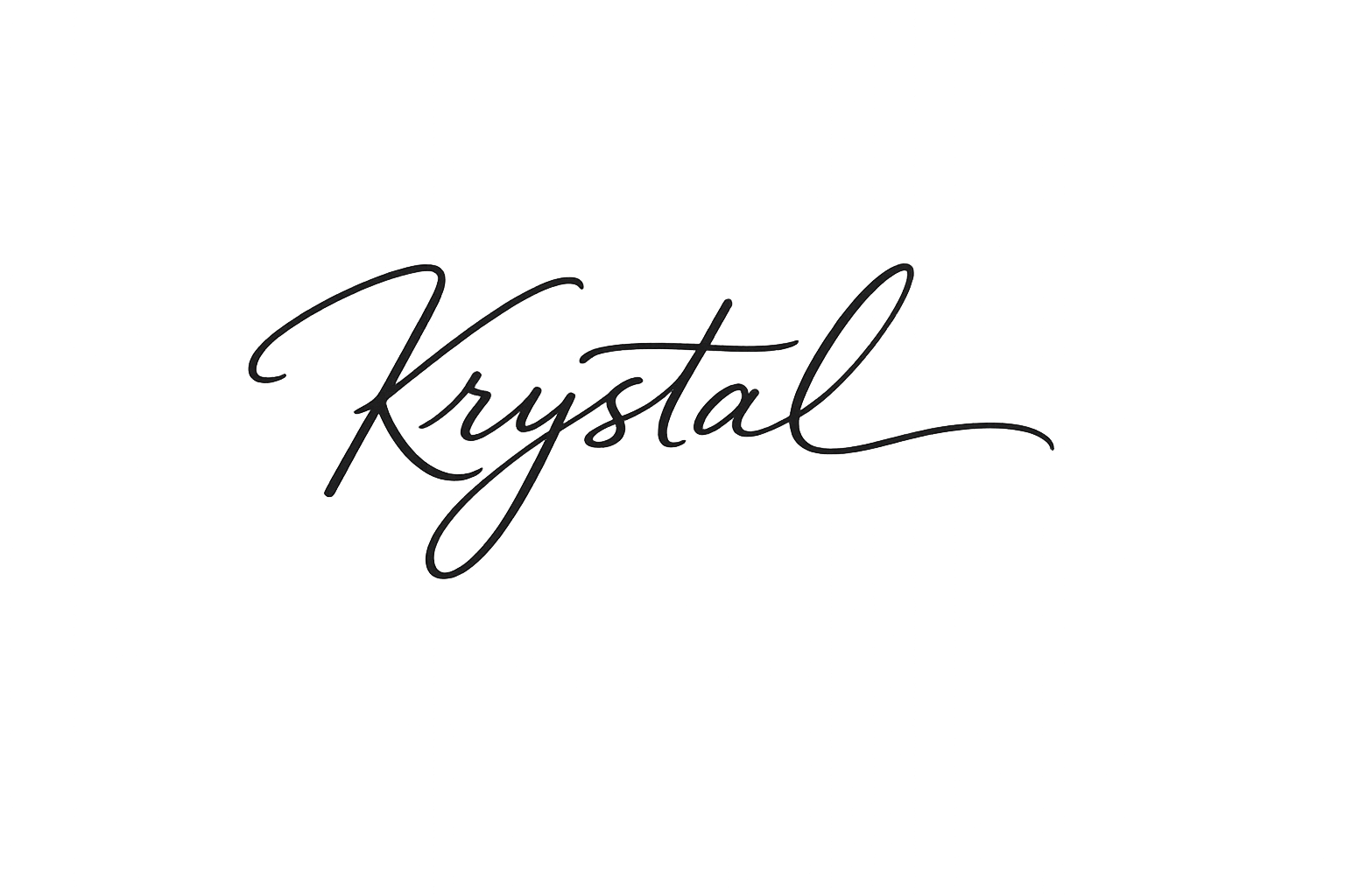 A black background with the word 'Krystal' written in elegant cursive font in the center.