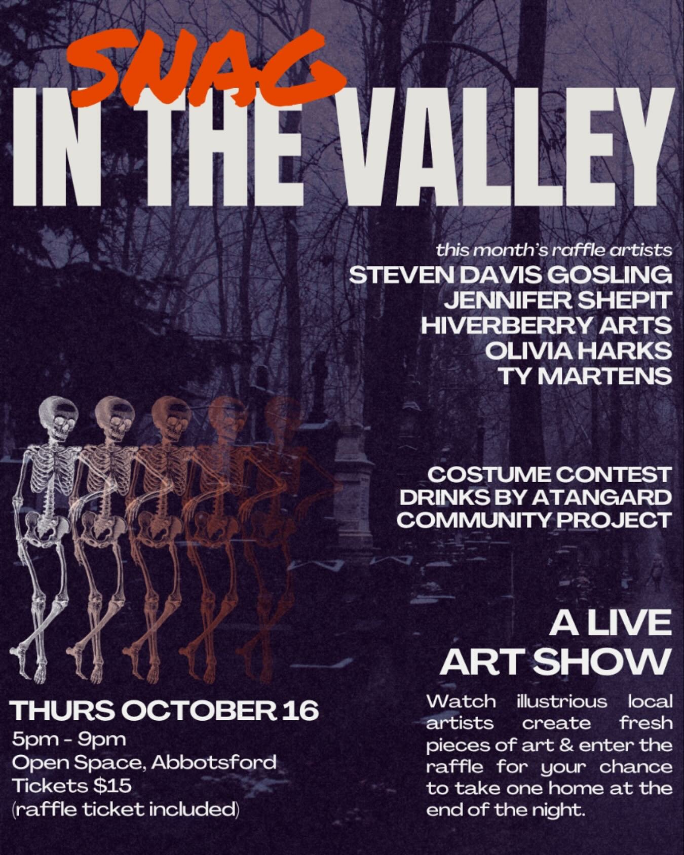 Join us for a spooky night of creativity and community at the next @snaginthevalley, happening on October 16th from 5-9pm at @downtownopenspace. We&rsquo;ve got a stellar mix of artists exploring the weird and wonderful through their art.

RAFFLE ART