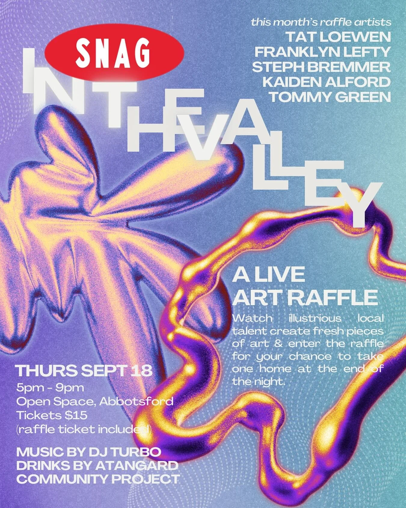 The final show in our summer series is here! We&rsquo;ve got an absolutely stacked lineup of artists, still life drawing with @jasperhill.designs, custom cocktails by @atangardcommunityproject, music by DJ TURBO, and more!

Raffle Artists:
@tatloewen