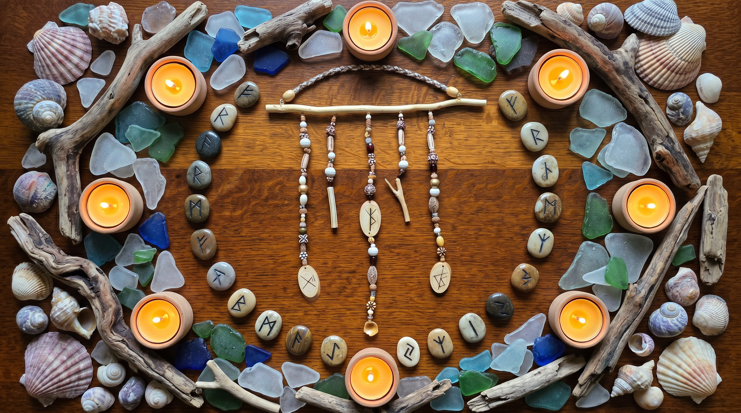 Small Custom Driftwood Bindrune Hanging – Handcrafted Rune Spell Wall Talisman