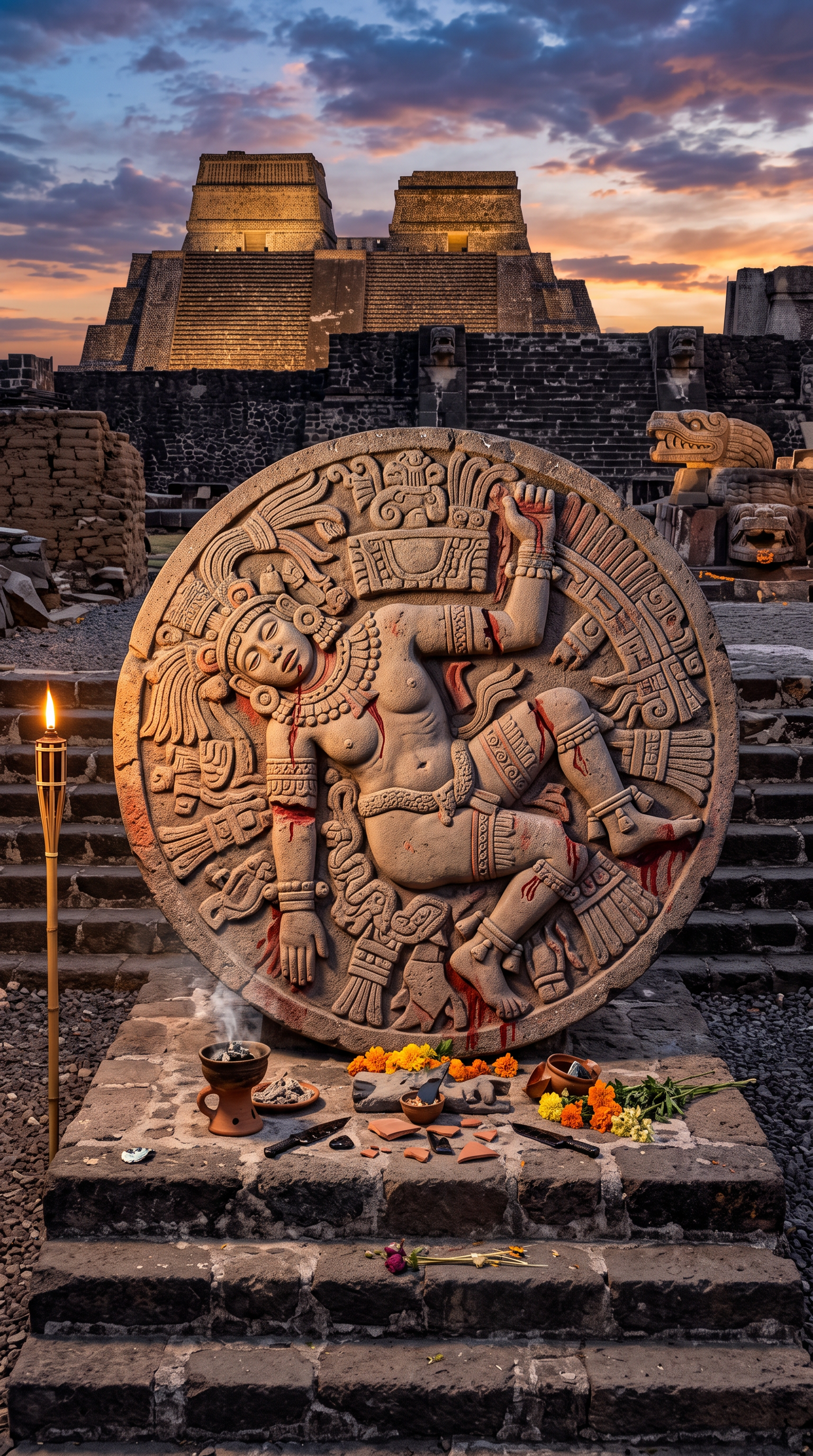 Coyolxauhqui stone depicting the dismembered Mexica lunar deity at the Templo Mayor