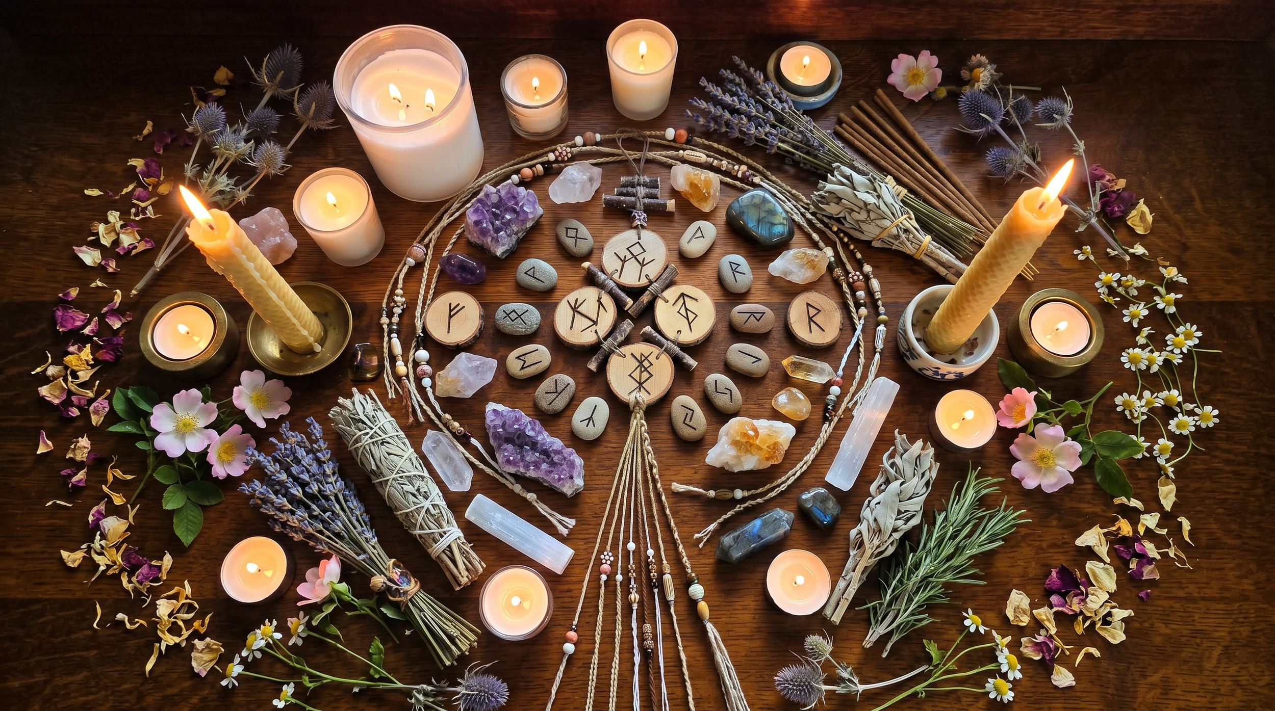 Medium Custom Driftwood Bindrune Hanging – Handcrafted Rune Spell Wall Talisman