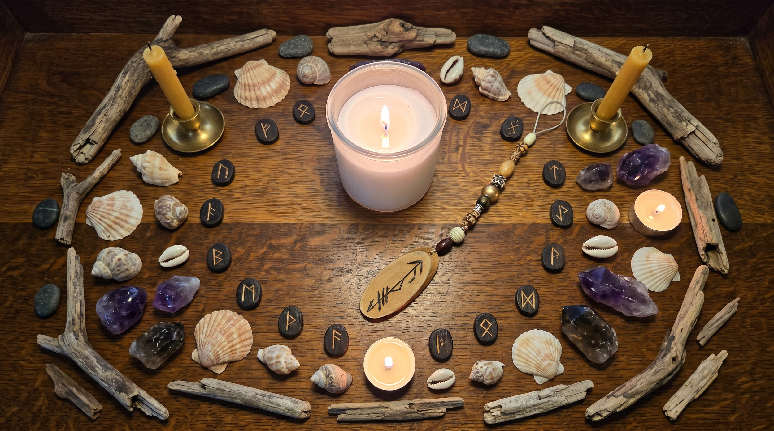 Mini Custom Driftwood Bindrune Hanging – Handcrafted Rune Spell Wall Talisman