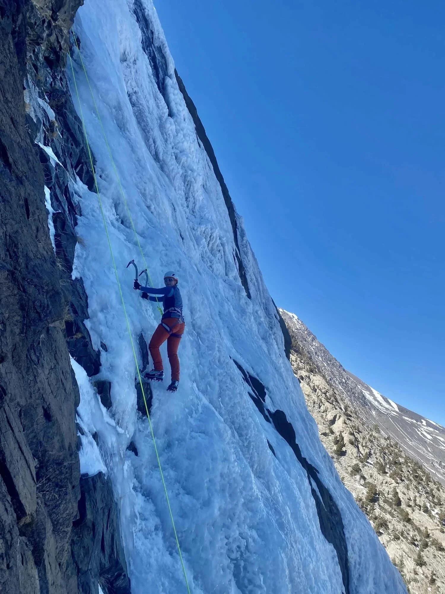 Beginner ice climbing class with hands-on instruction