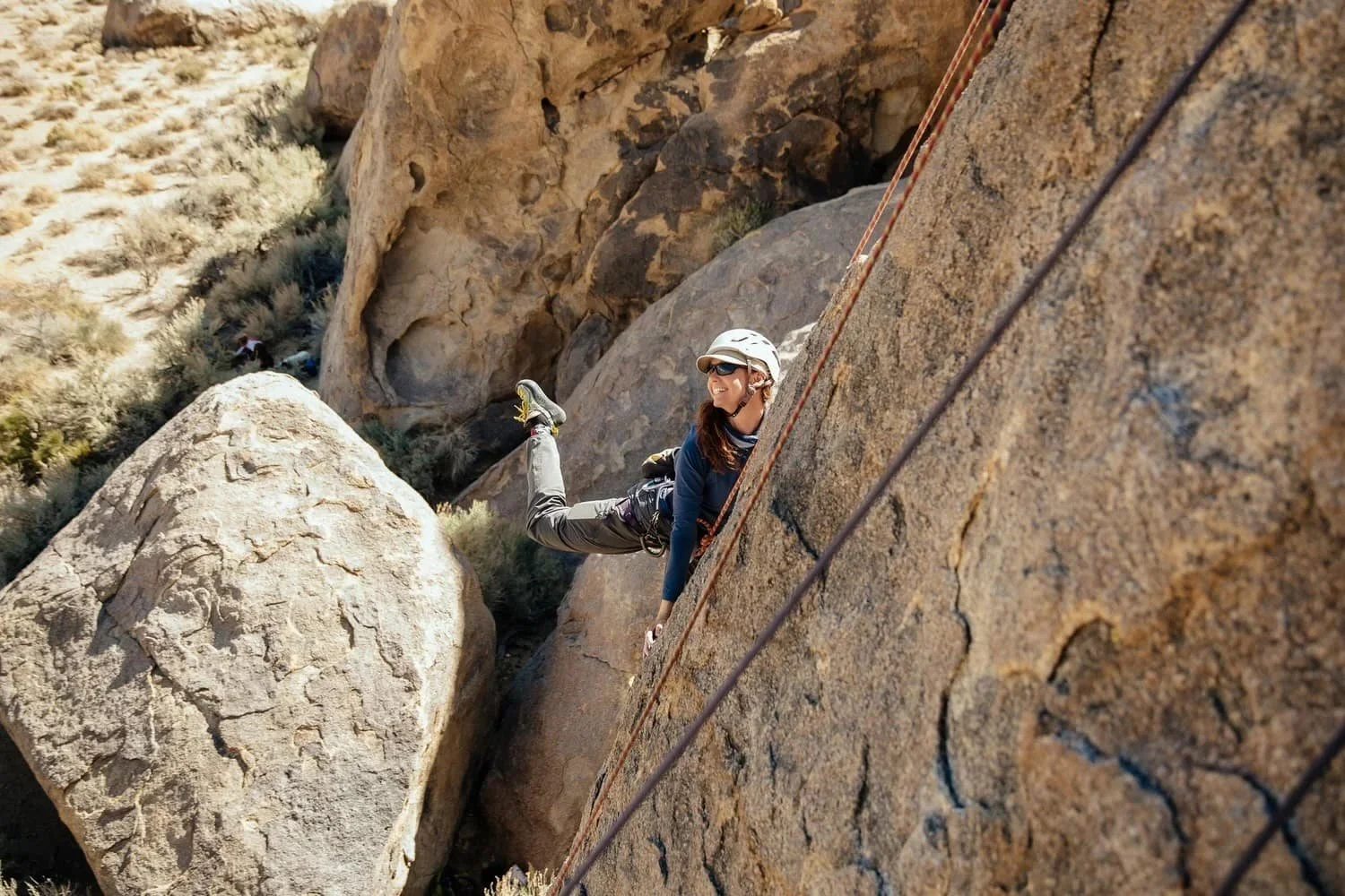 Guided rock climbing experience in the Alabama Hills, California