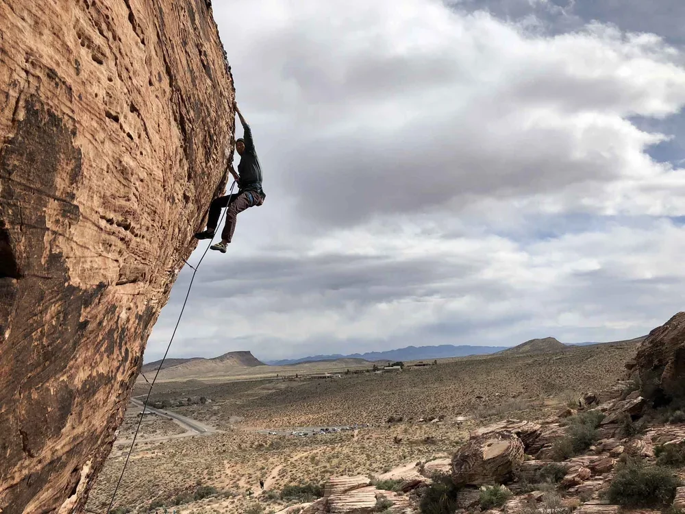 Guided lead climbing instruction for climbers learning to lead for the first time