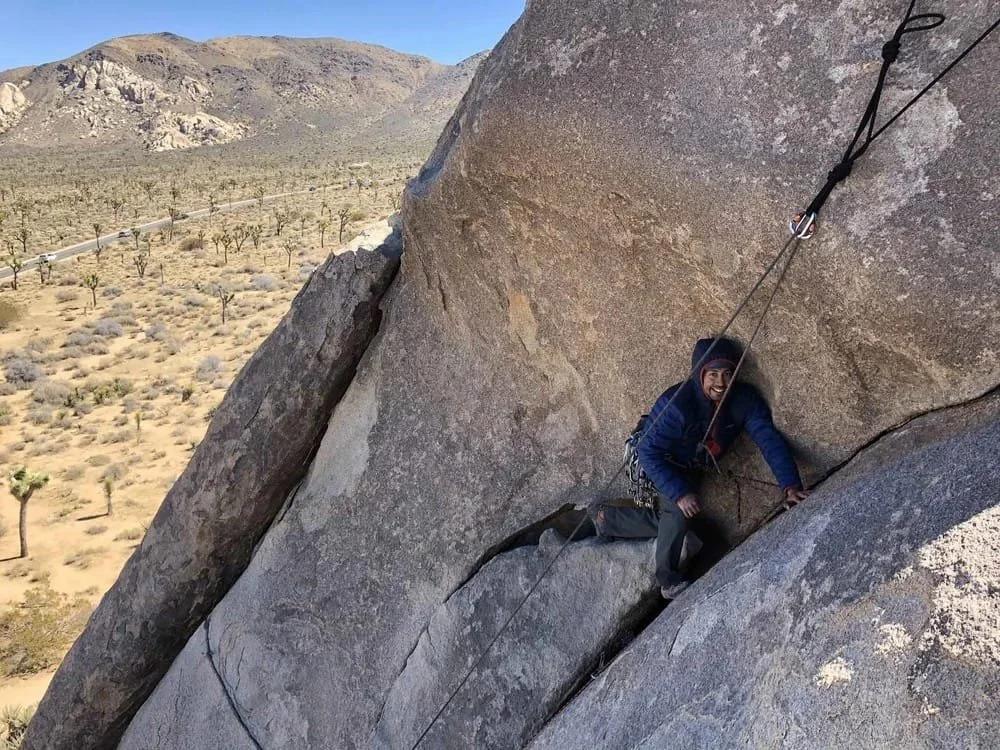 Guided trad climbing lesson focused on safety and movement