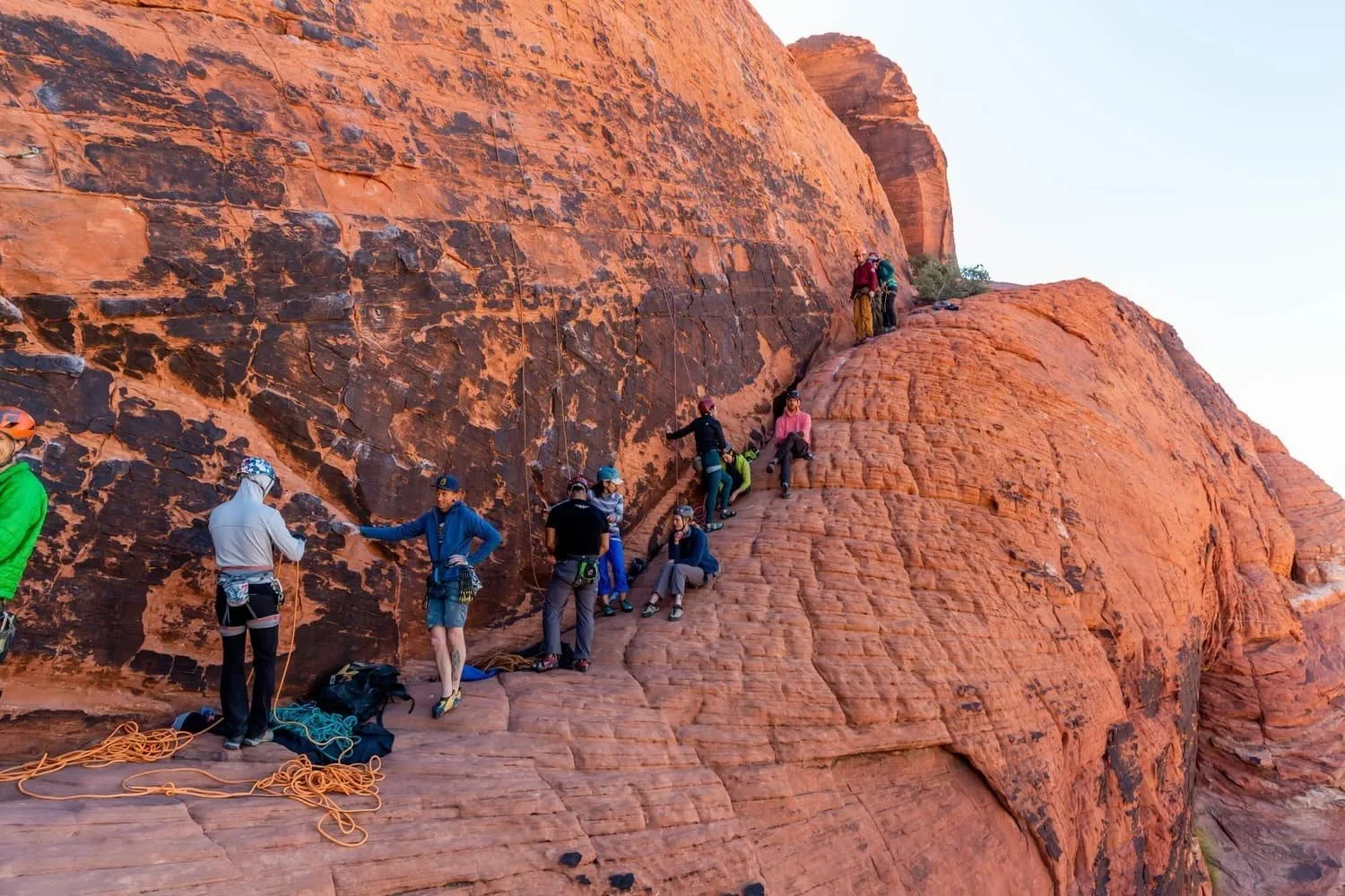 Small group rock climbing outing in Red Rock Canyon with experienced instructors