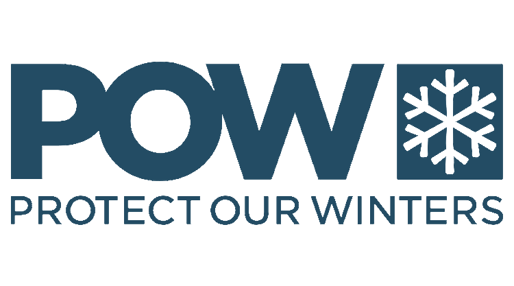 Logo with the words 'POW Protect Our Winters' and a snowflake icon.
