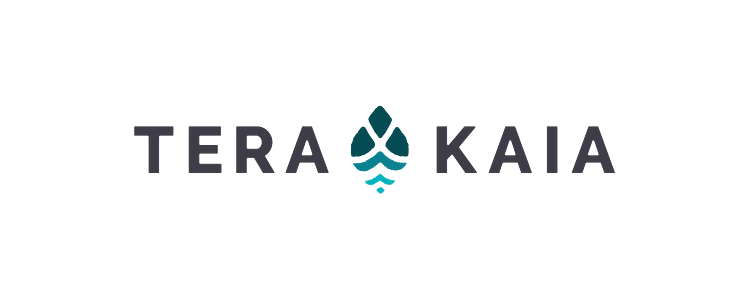 Logo with the words "TERA KAIA" and a stylized blue water droplet in the center.
