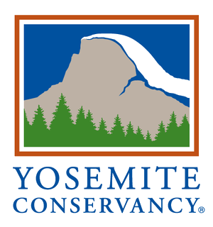 Yosemite Conservancy logo with mountain, waterfall, trees, and blue sky