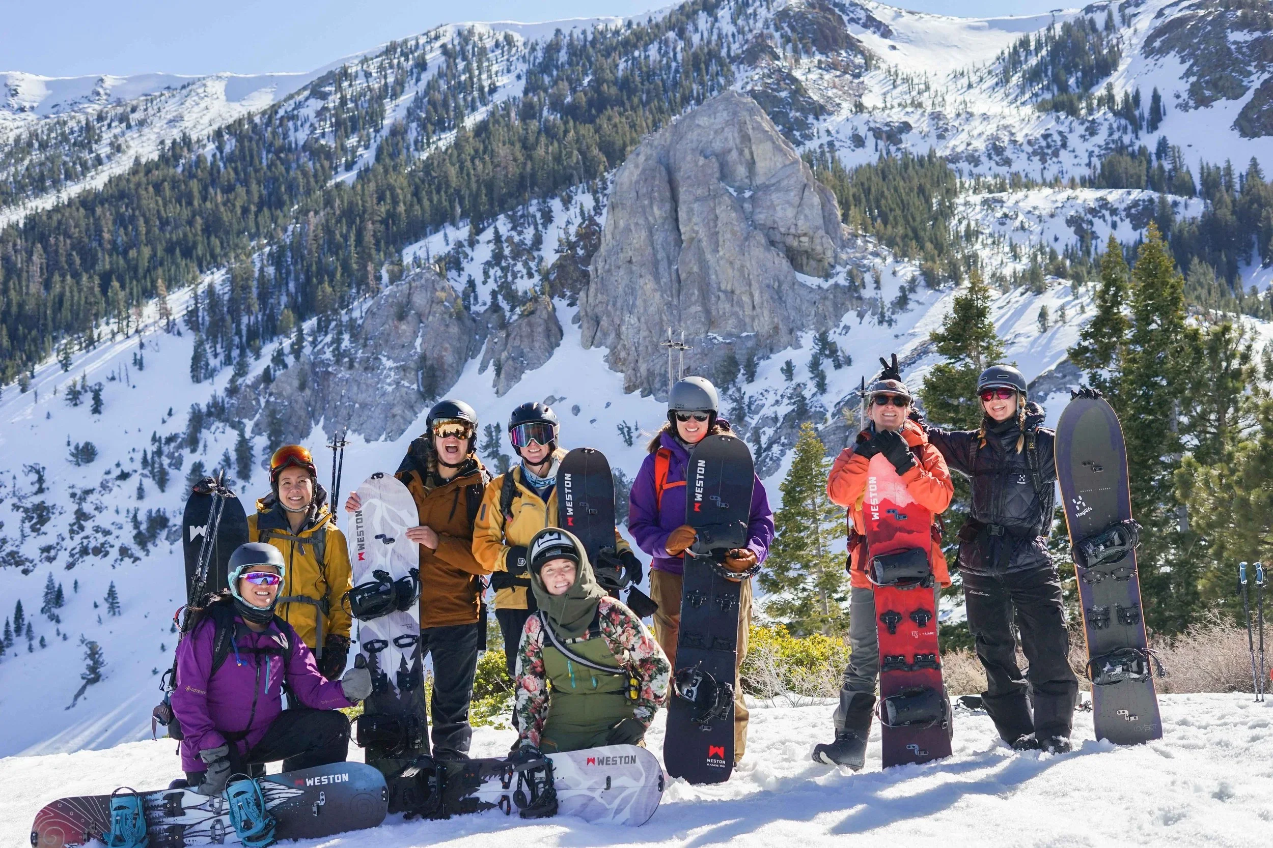Sunshine and Stoked at the Inaugural Ladies Weekend Out Splitboard Event in Mammoth Lakes, CA