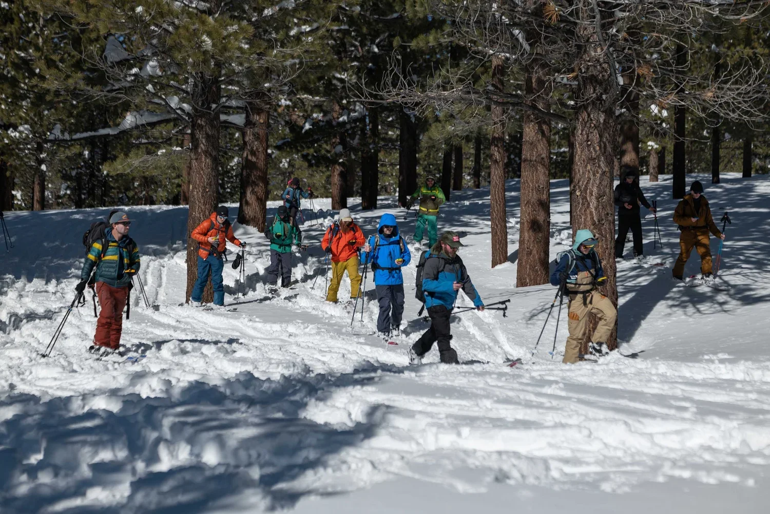 Backcountry splitboarding lesson in alpine terrain of the Eastern Sierra