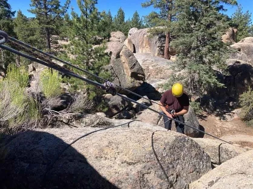 Guided self rescue practice on natural rock formations