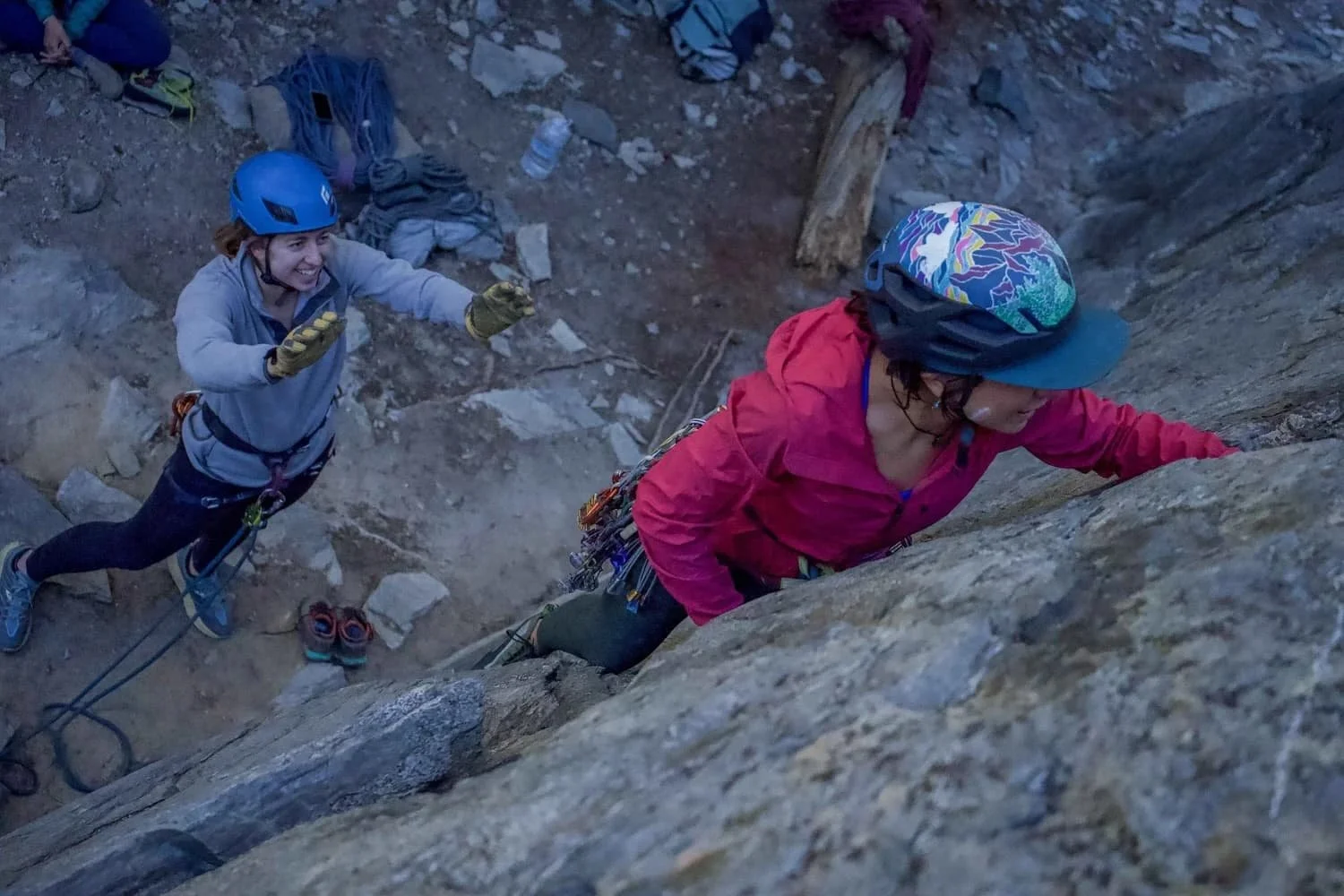 Scenic climbing session with views of the Eastern Sierra near Mammoth Lakes