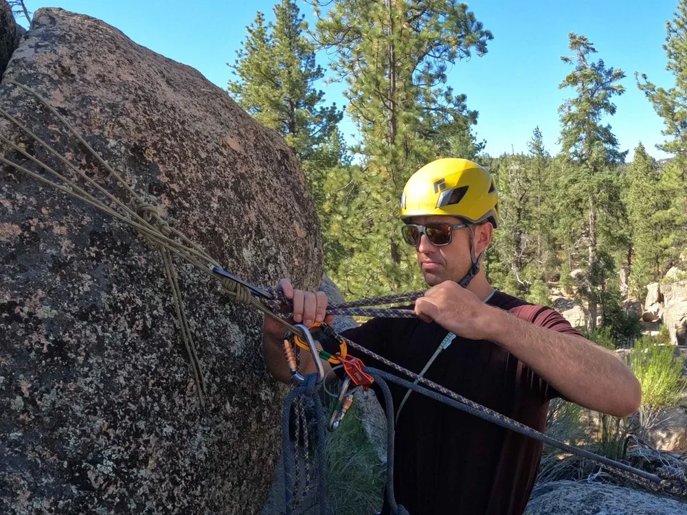 Guided emergency response and self rescue practice in a California climbing environment