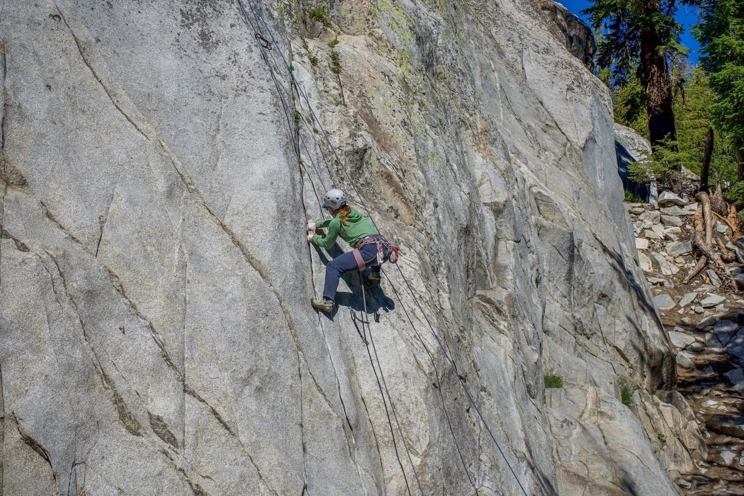 Rock climbing instruction in the high-country setting of Mammoth Lakes