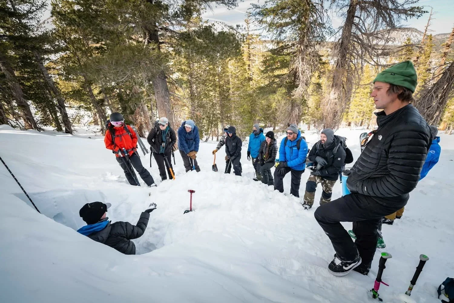 Snowpack analysis training in Mammoth Lakes