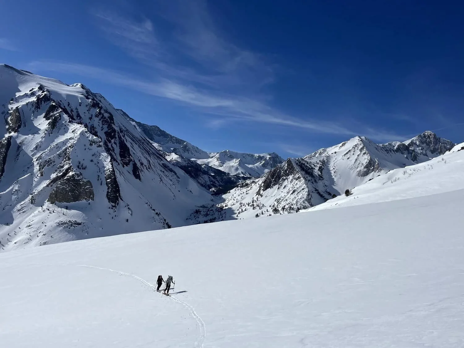 Backcountry skiing and splitboarding on classic Eastern Sierra terrain