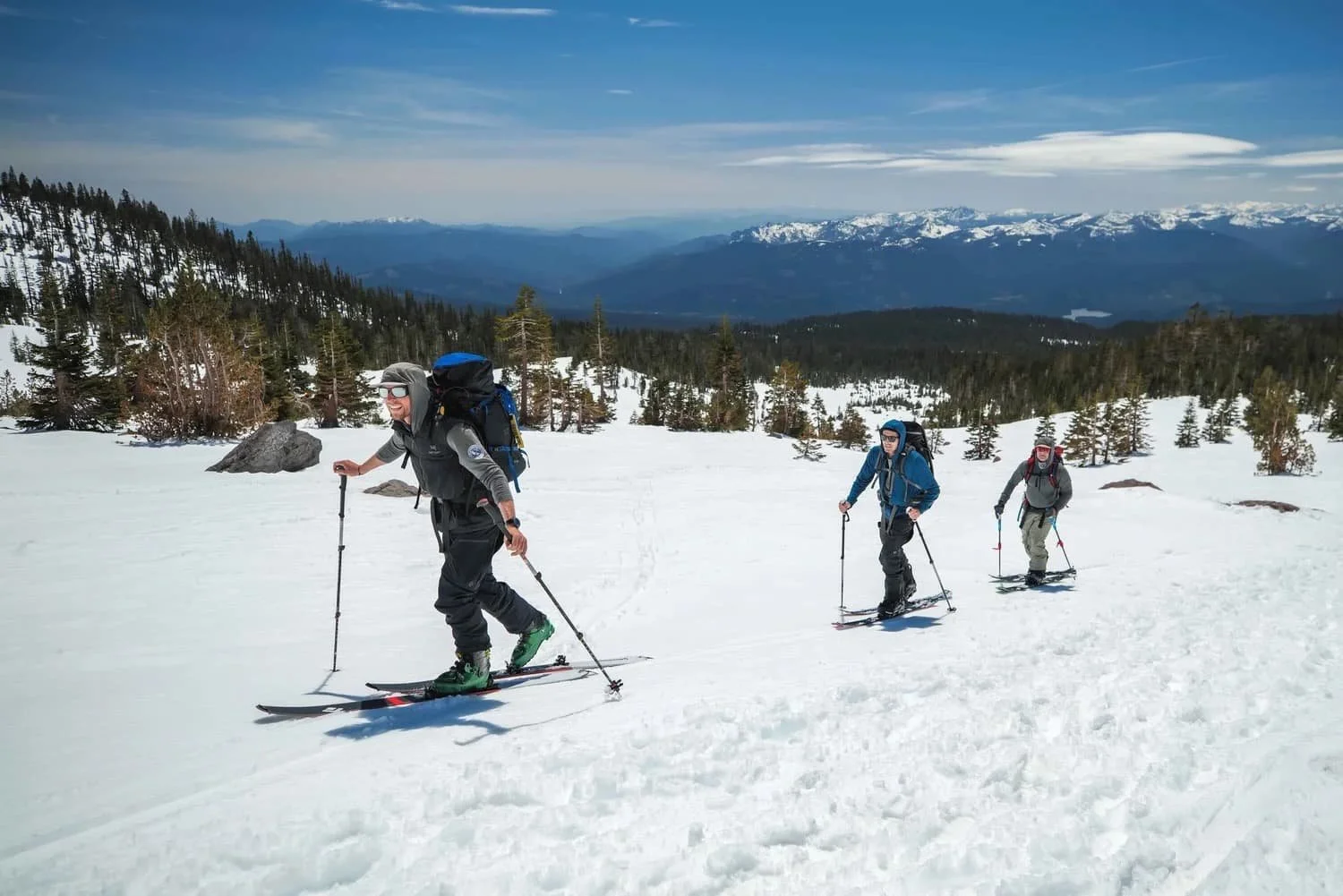 Powder turns in the Mount Shasta backcountry with professional guides