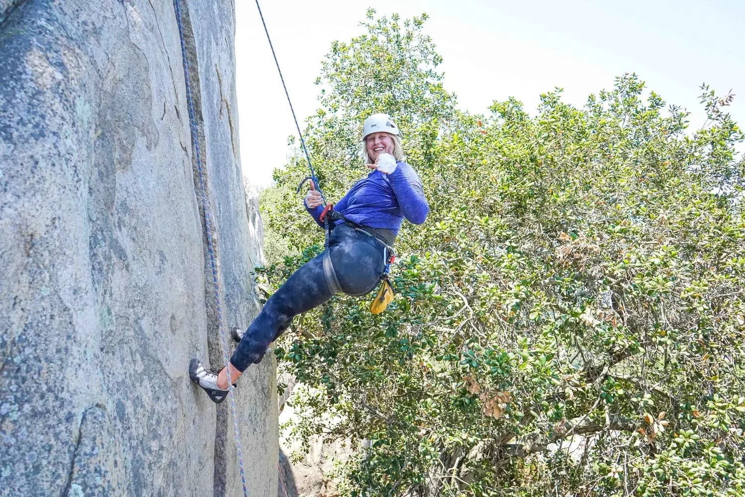Scenic climbing session on granite near Dixon Lake in San Diego