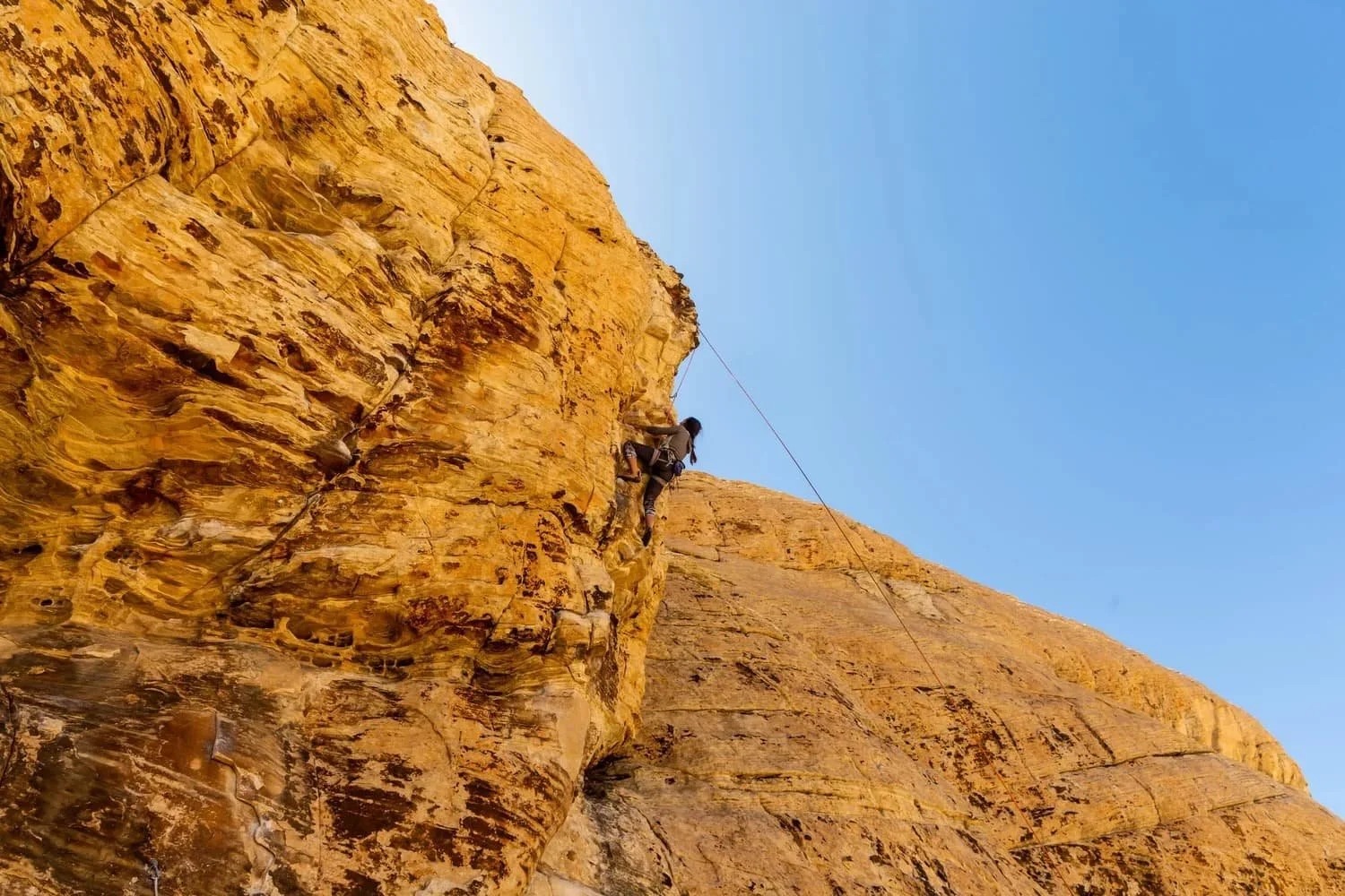Rock climbing experience on towering sandstone walls in Red Rock Canyon