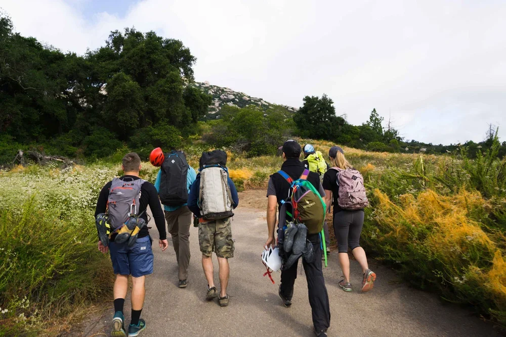 Professional rock climbing instruction on the granite boulders of Mount Woodson