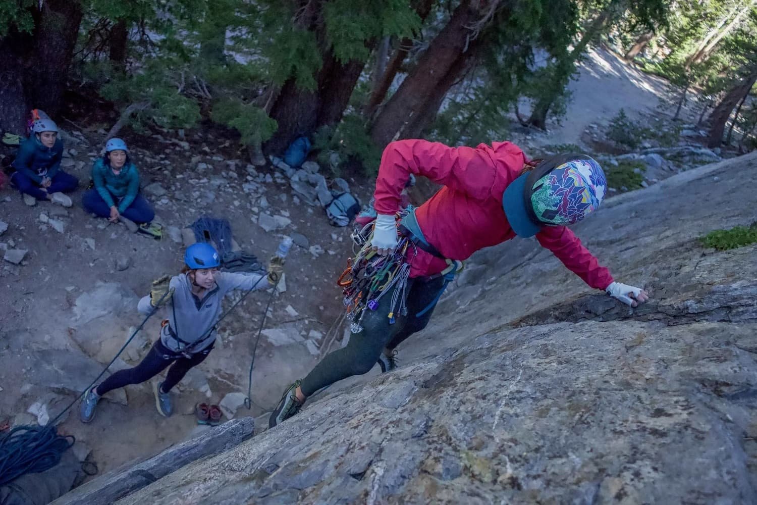 Rock climbing experience on natural rock formations around Mammoth Lakes