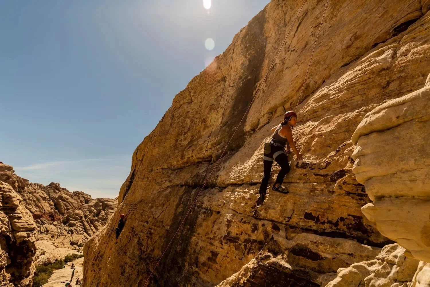 Group rock climbing class in Red Rock Canyon near Las Vegas