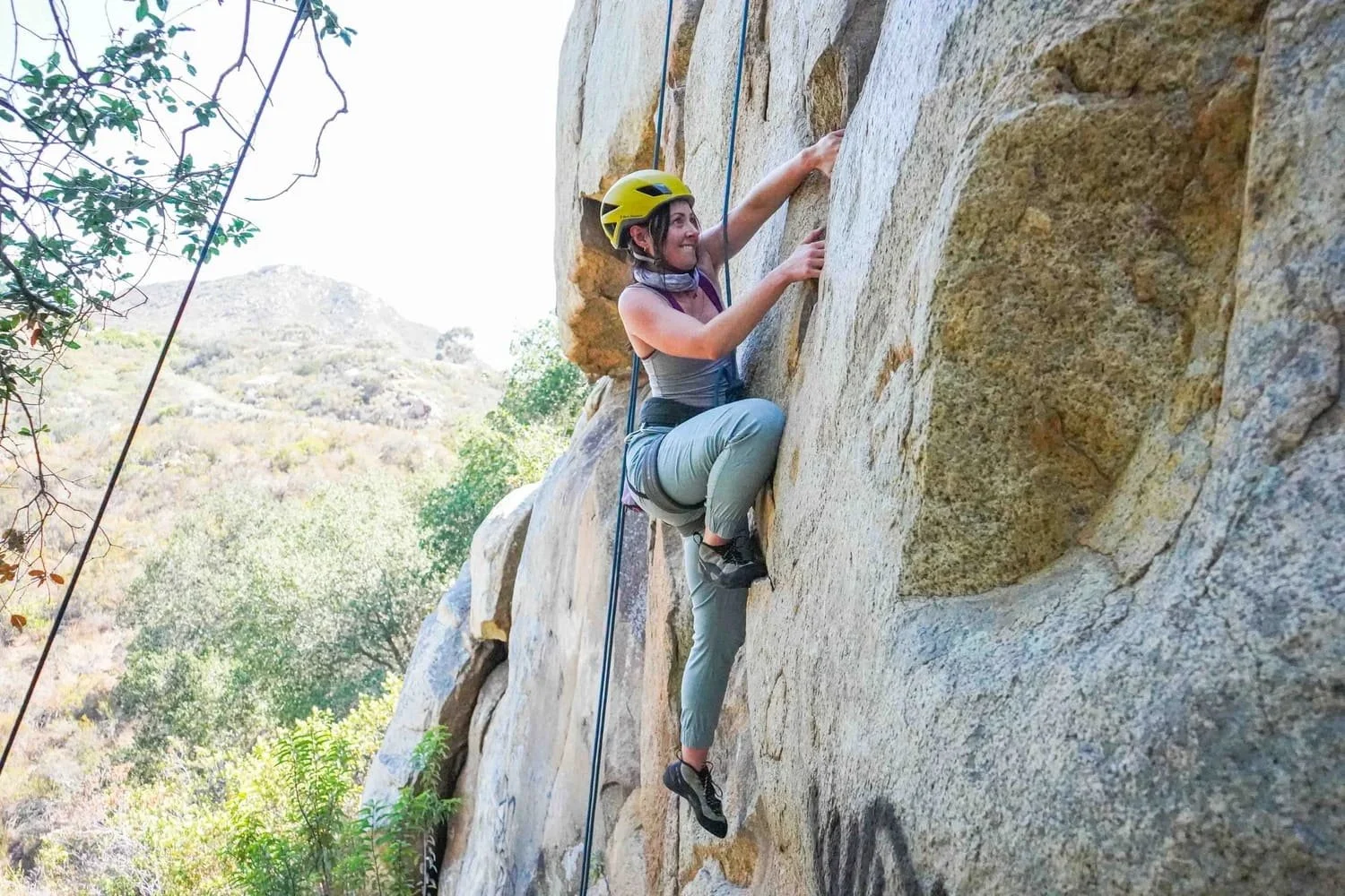 Guided rock climbing experience at Dixon Lake in San Diego