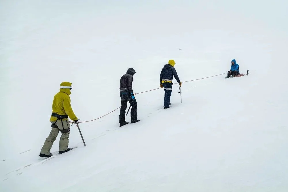 Small group summit climb with mountaineering guides on Mount Shasta