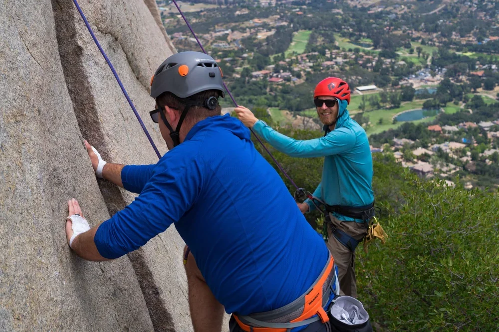 Small group climbing course at Mount Woodson, San Diego