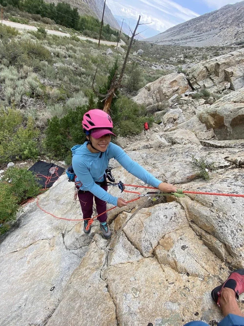 Guided trad climbing class on classic rock formations