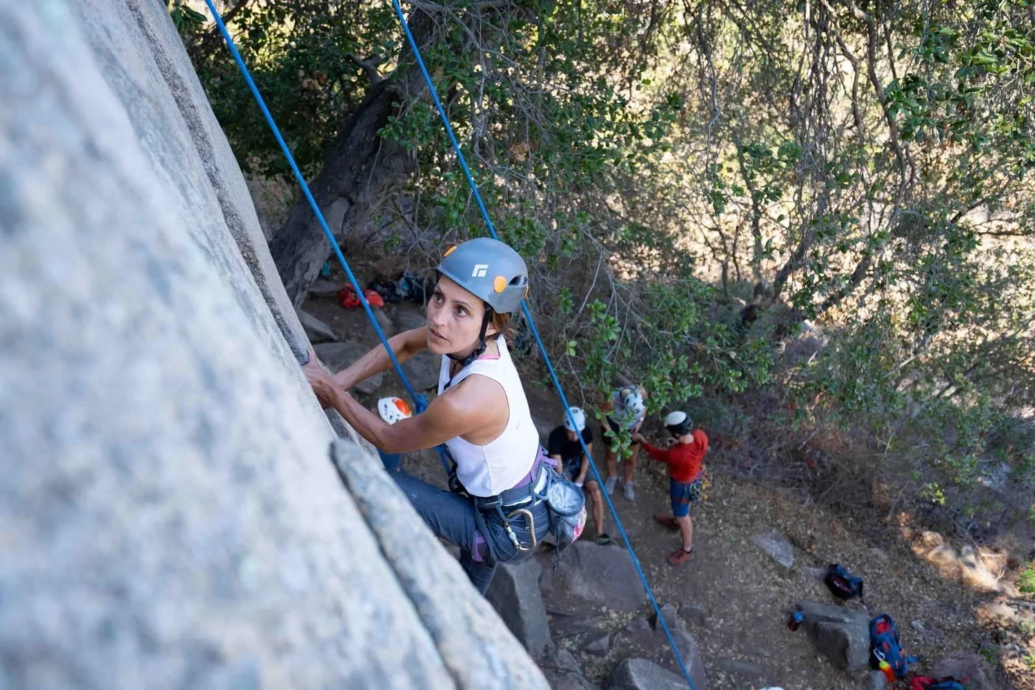 Guided outdoor climbing on rock formations near Dixon Lake