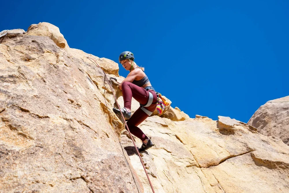 Professional trad climbing instruction on Joshua Tree granite formations