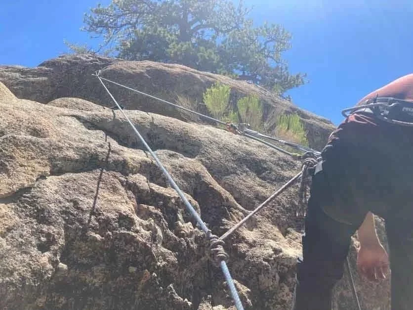 Rock climbing self rescue training with experienced mountain guides