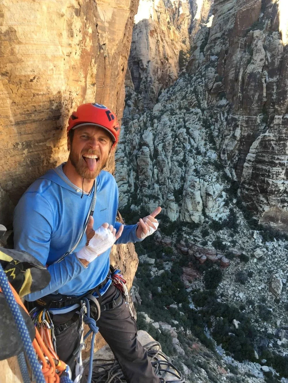 Small group multi-pitch climbing course on natural rock formations