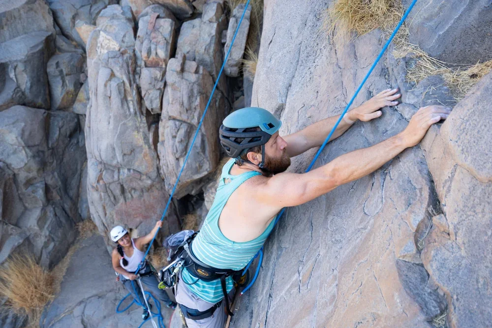 Guided climbing experience with views of the Mission Gorge canyon