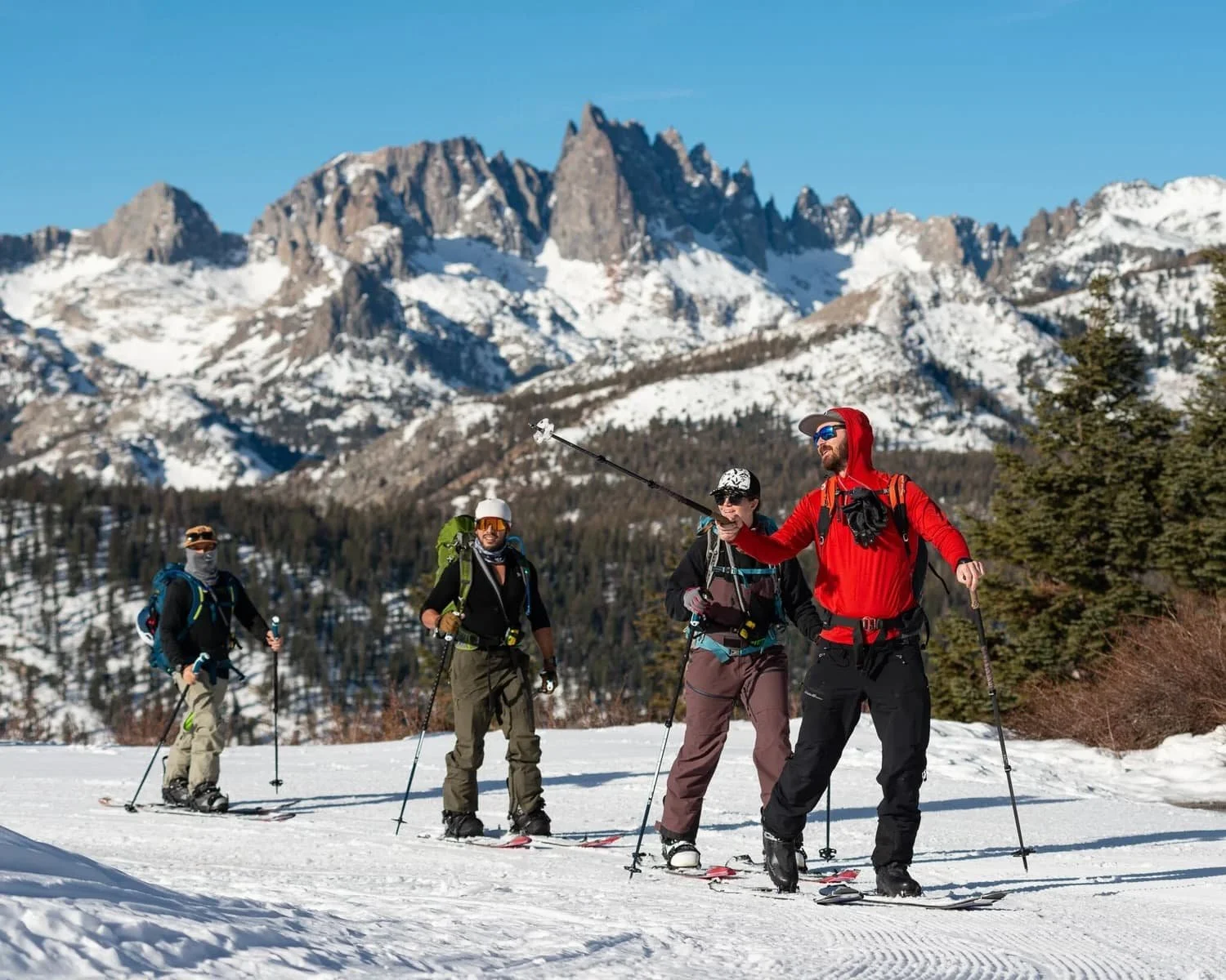 Powder turns in the Eastern Sierra backcountry with professional guides