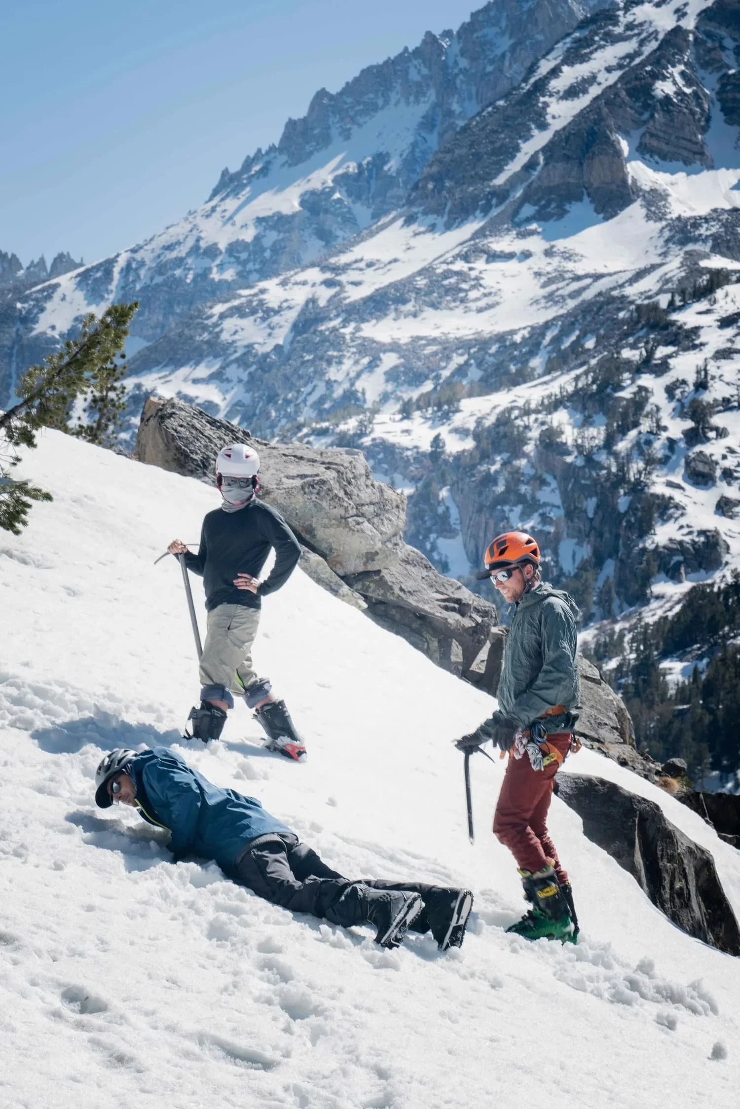 Group ski touring course in the Eastern Sierra mountains