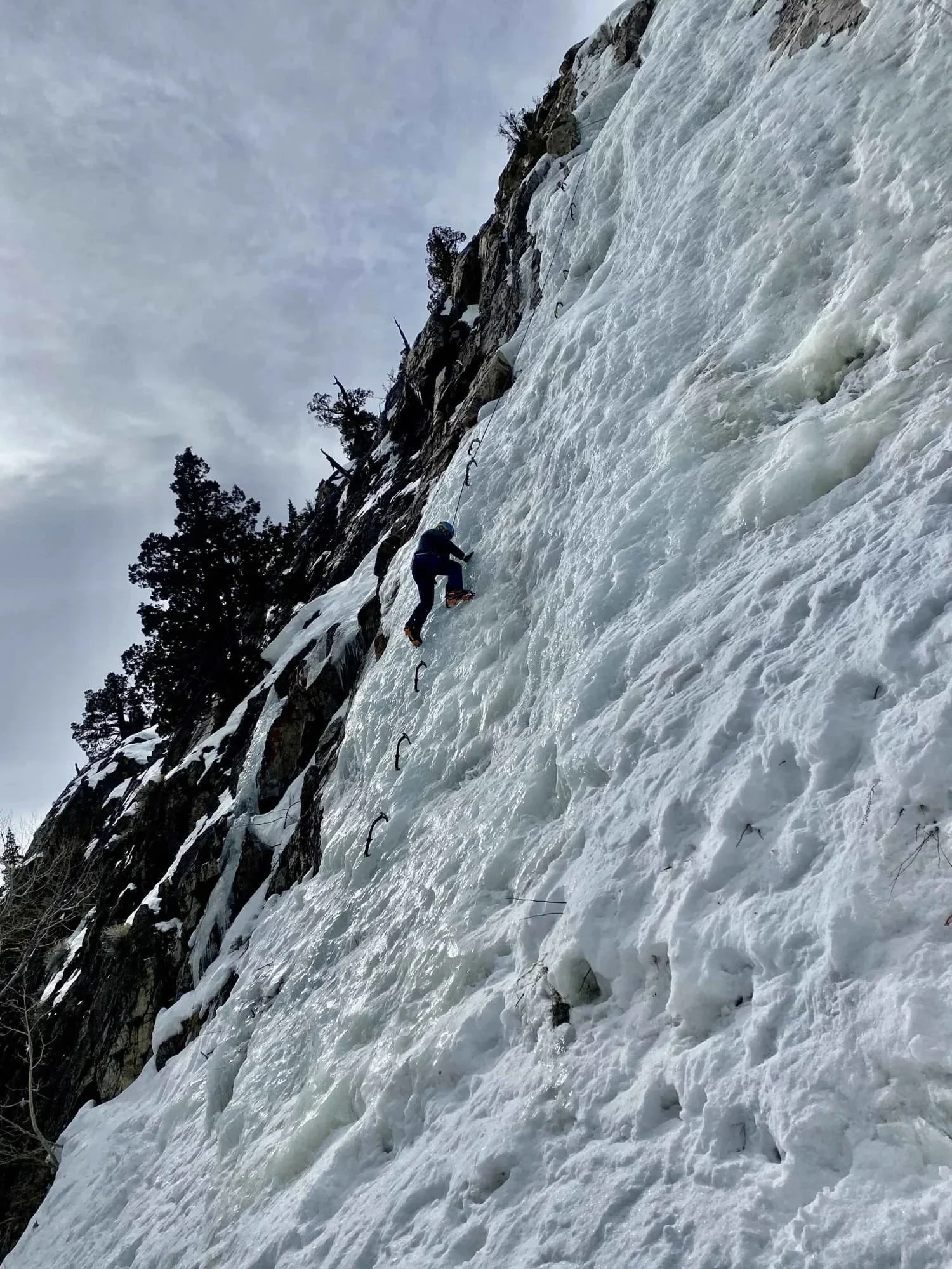 Outdoor winter climbing course introducing ice climbing skills