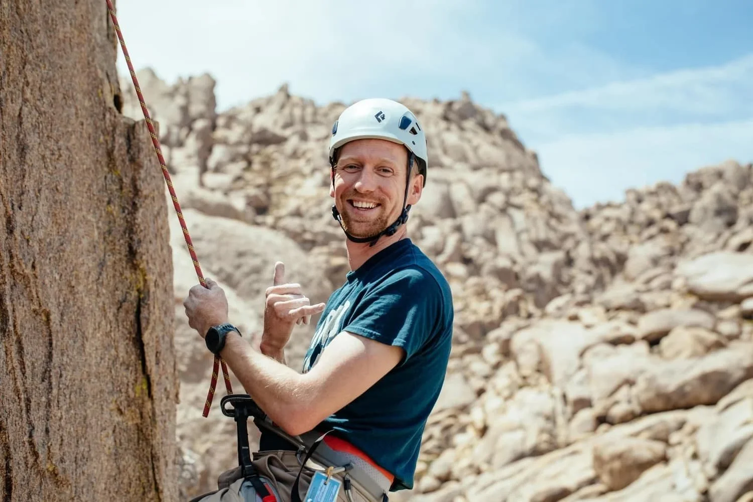 Guided climbing day with views of Mount Whitney from the Alabama Hills