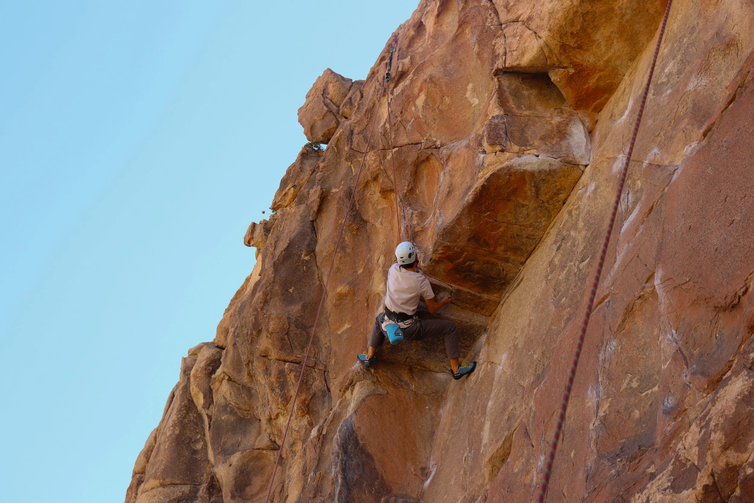 Guided rock climbing in Joshua Tree National Park on classic granite formations