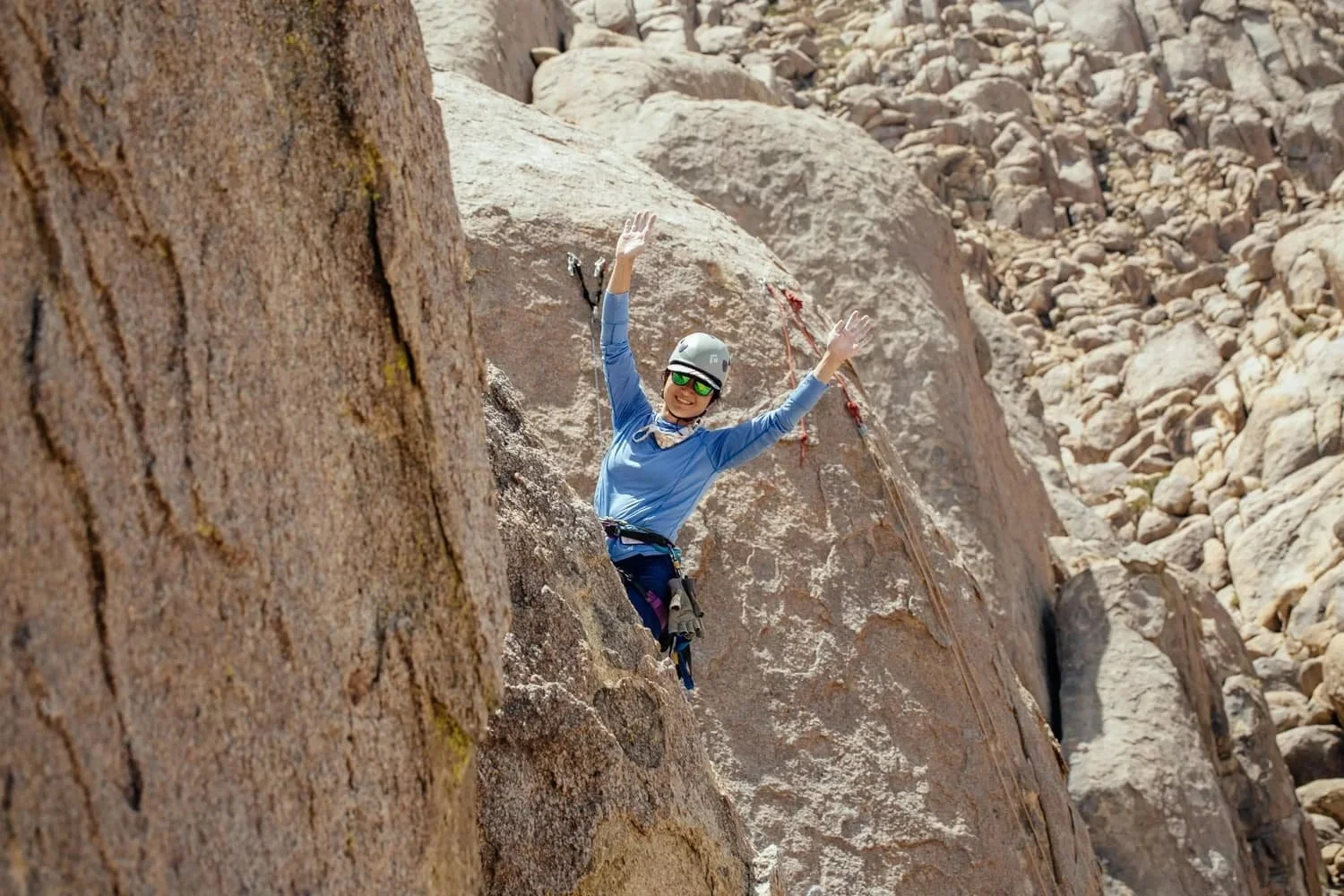 Outdoor climbing instruction in the desert setting of the Alabama Hills