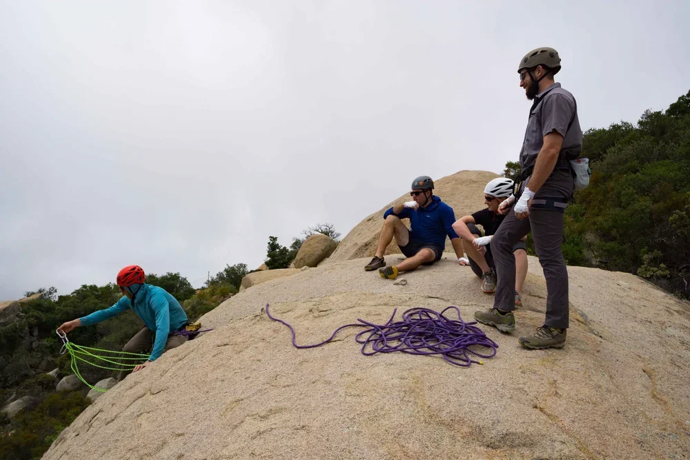 Private rock climbing lesson at Mount Woodson, San Diego