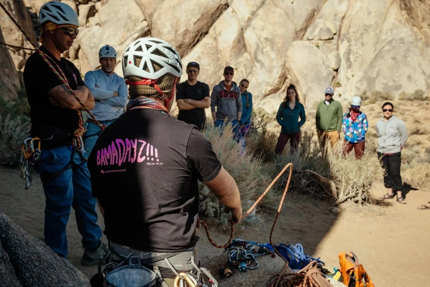Small group rock climbing outing in the Alabama Hills with experienced instructors