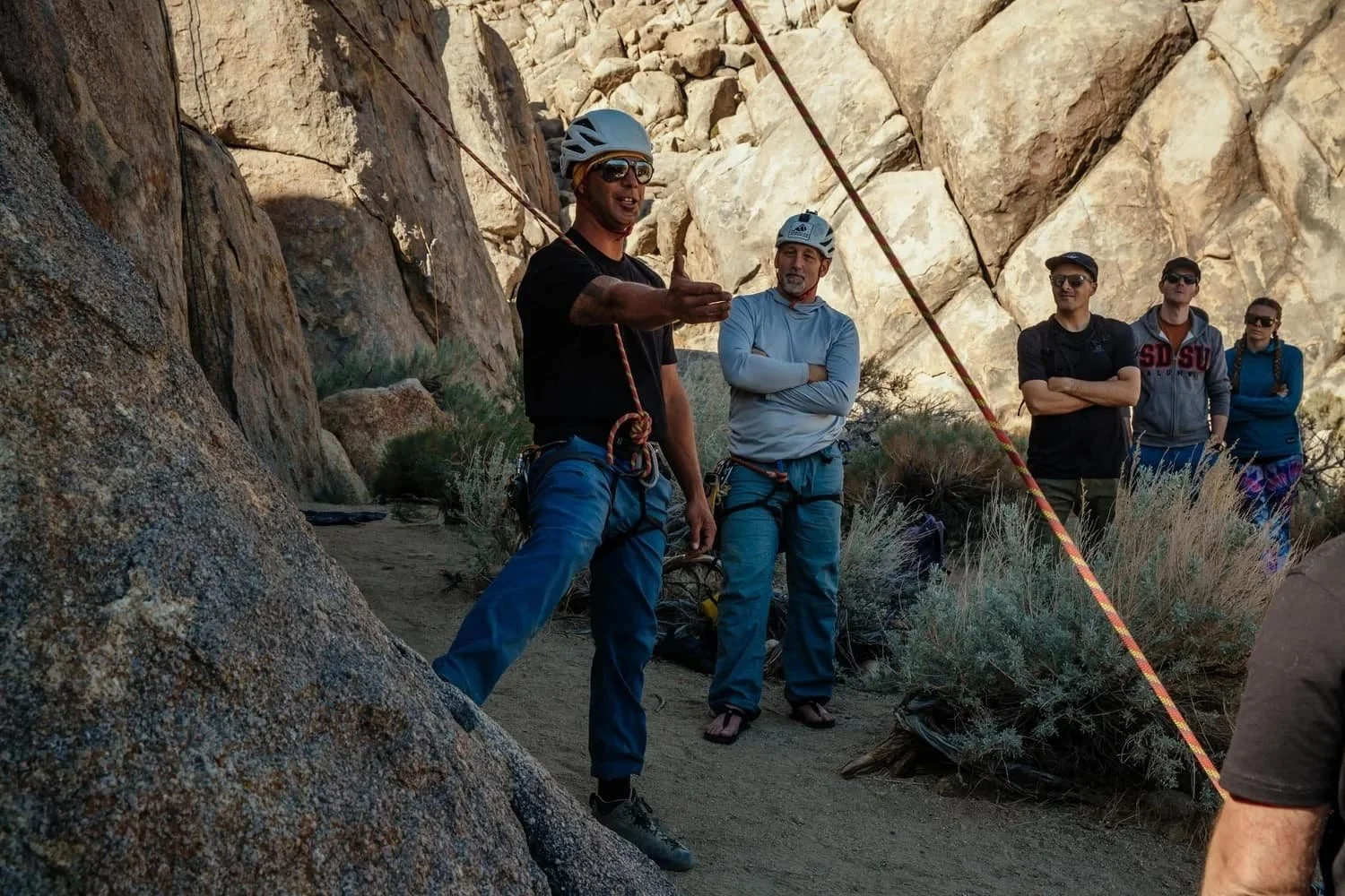 Rock climbing course for all skill levels in the Alabama Hills