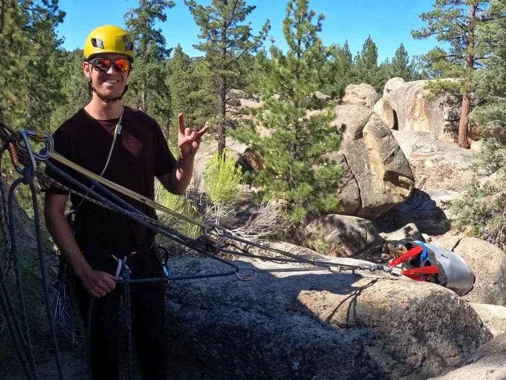 Professional instruction in rock climbing self rescue skills