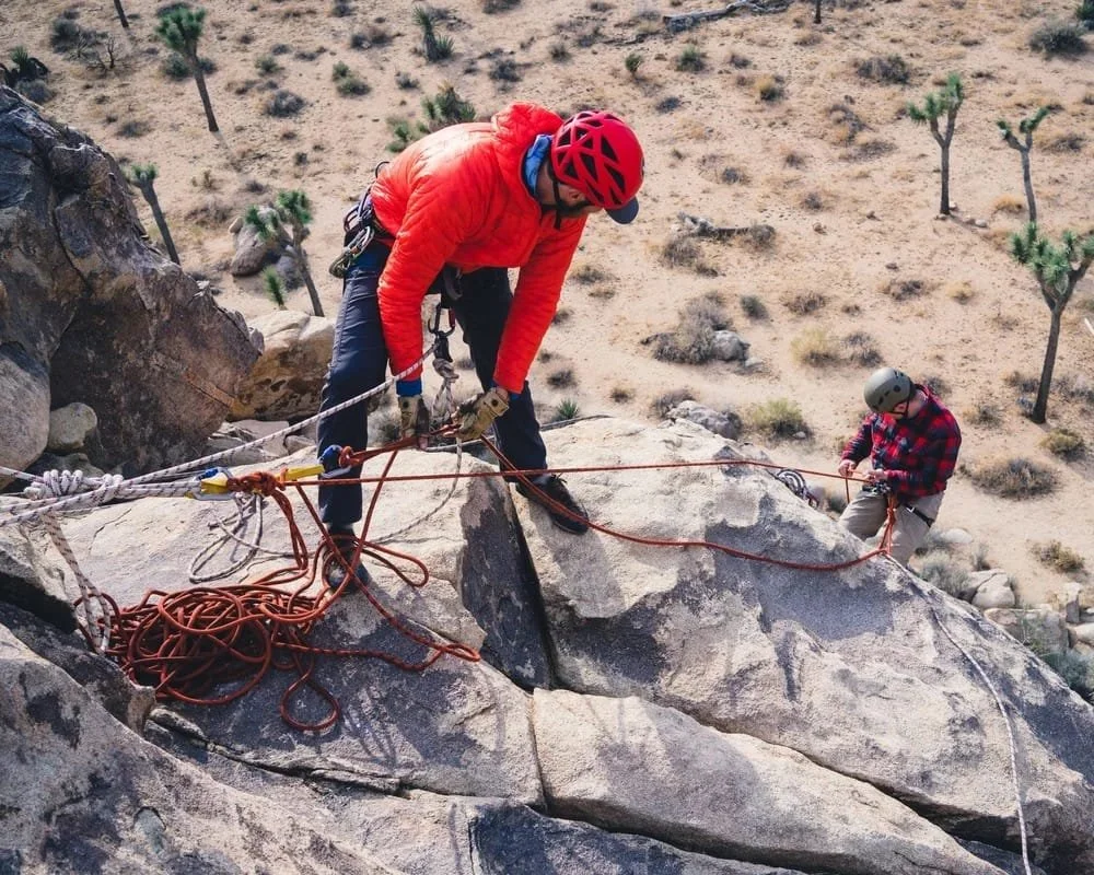 Rock climbing self rescue training focused on safety and problem solving